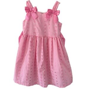 Bonnie Jean Pink Gingham Eyelet Floral Sundress
